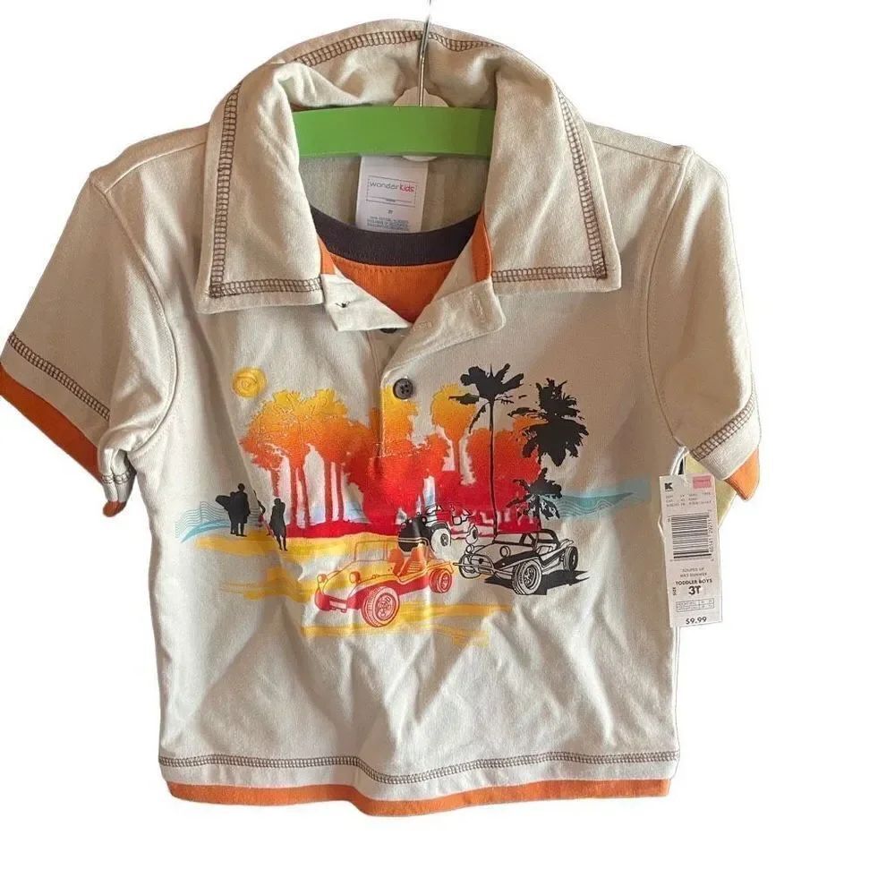 WonderKids polo beach sunset keep cruisers tee shirt top boys NEW NWT 3T